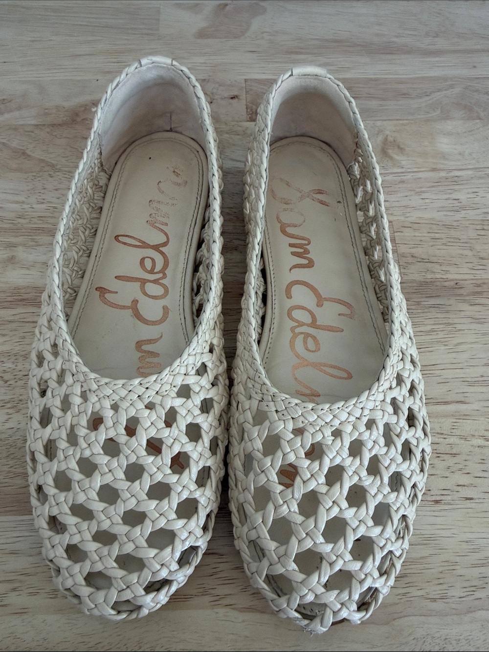 Sam Edelman Shira Woven Ballet Flats in Ivory Leather 6
